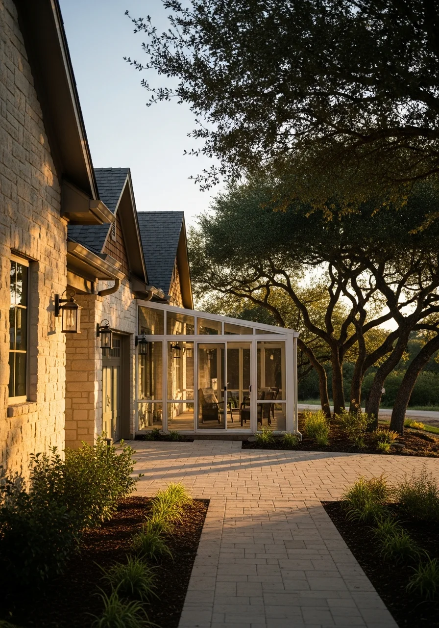 A close-up of a homeowner and service professional shaking hands in front of a Bulverde residential property, showing trust and local partnership.
