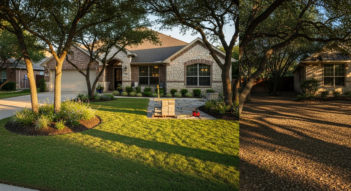 A well-maintained Bulverde home with a manicured front yard and clear driveway, surrounded by mature trees typical of the Hill Country area.