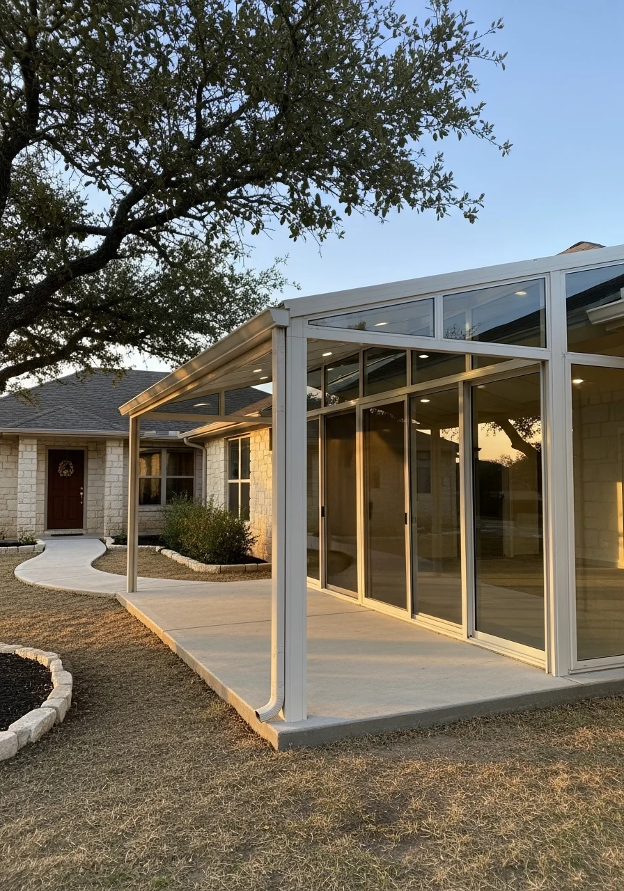 A service professional in front of a Schertz property, showing local expertise and professional presence in this growing community.